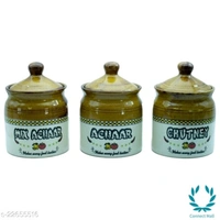 300ml Ceramic Pickle Jars With Lid Set Of 3 - Jars